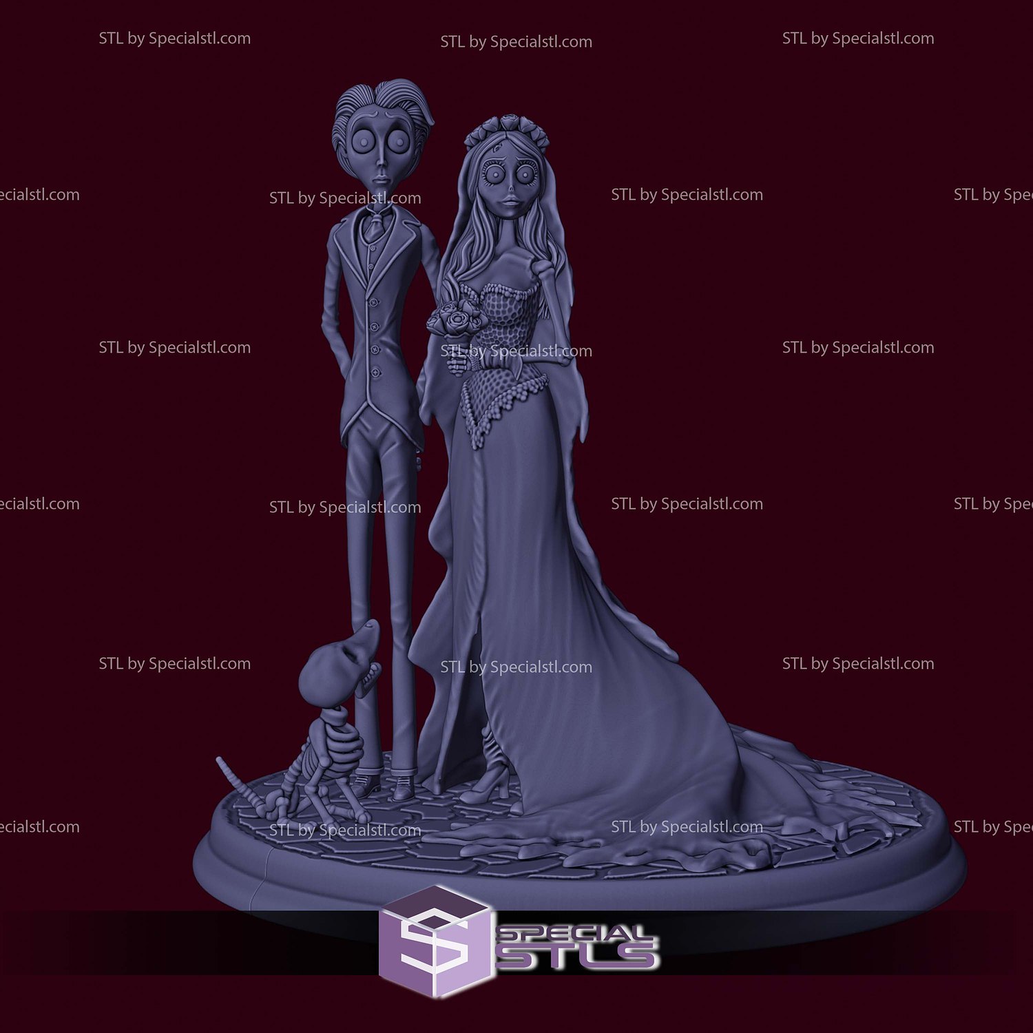 Corpse Bride Diorama Halloween 3D Print Files STL Model — view 3