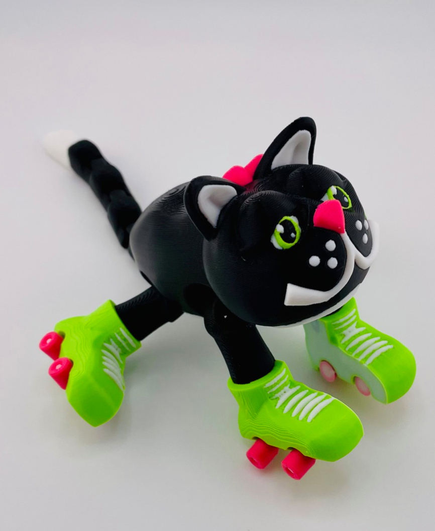 Cat Roller Skate Flexi 3D 3MF Model — view 2