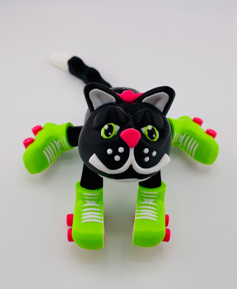Cat Roller Skate Flexi 3D 3MF Model — view 3