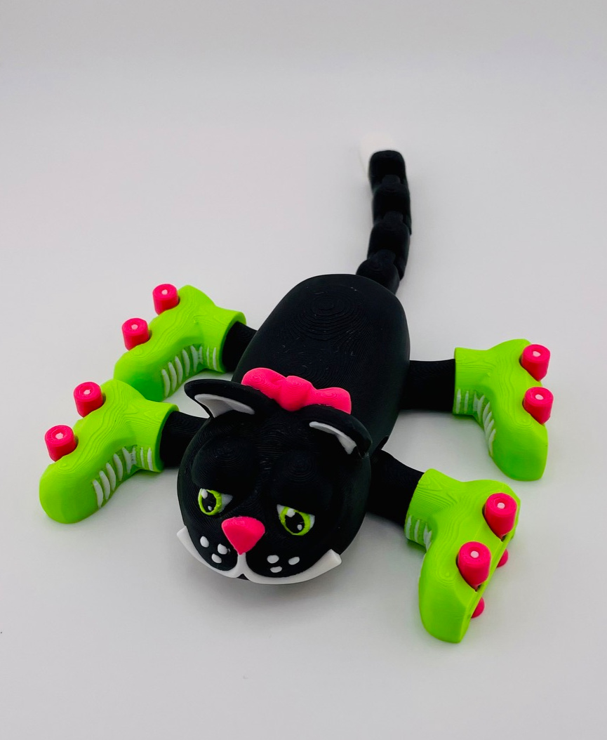 Cat Roller Skate Flexi 3D 3MF Model — view 4
