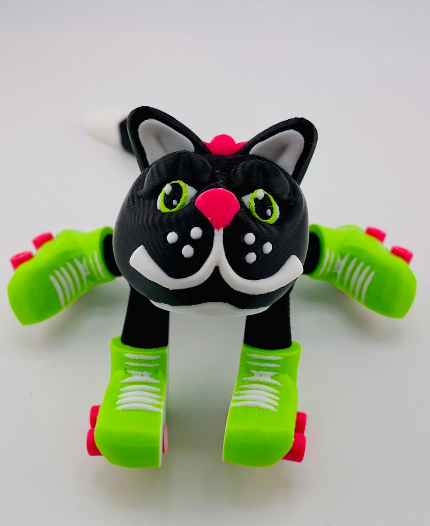 Cat Roller Skate Flexi 3D 3MF Model — view 7