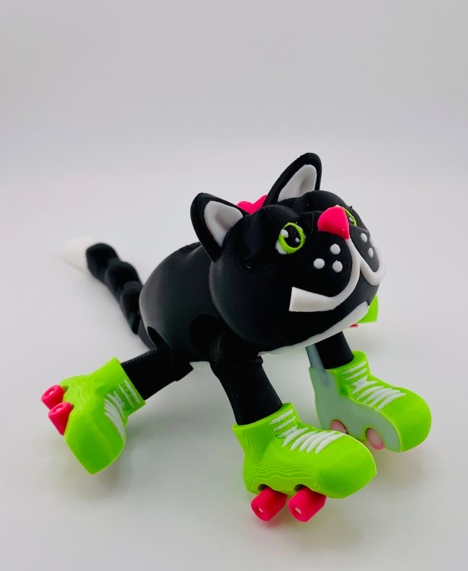 Cat Roller Skate Flexi 3D 3MF Model — view 8