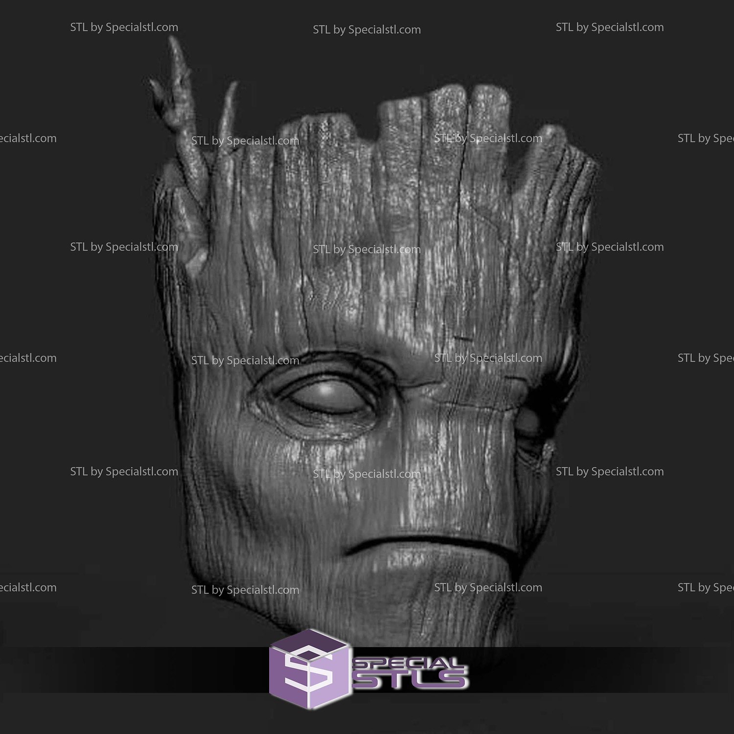 Custom Head STL Groot Guardians Galaxy 3 3D Model — view 2