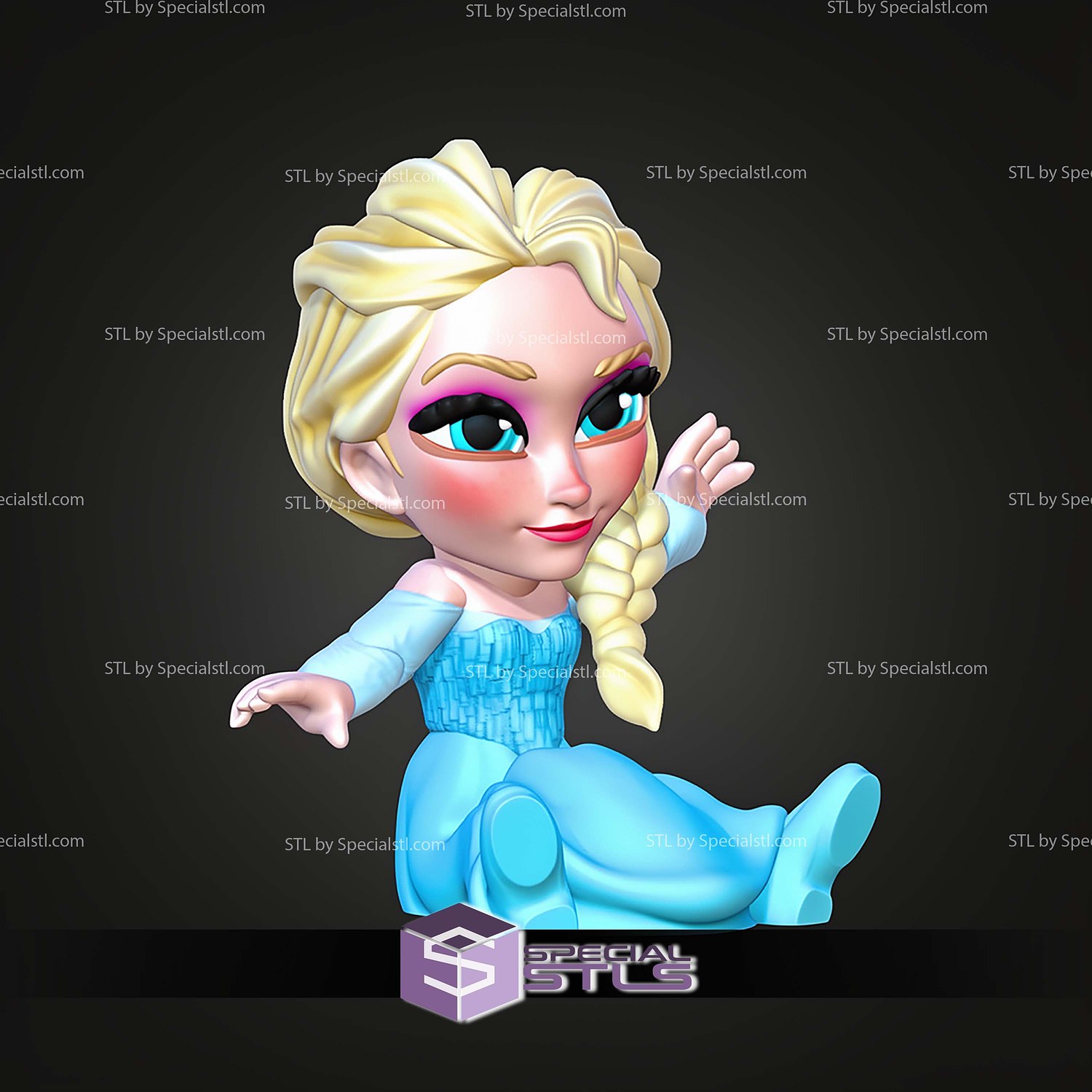 Super Basic STL Frozen Elsa MultiColor 3D Model — view 2