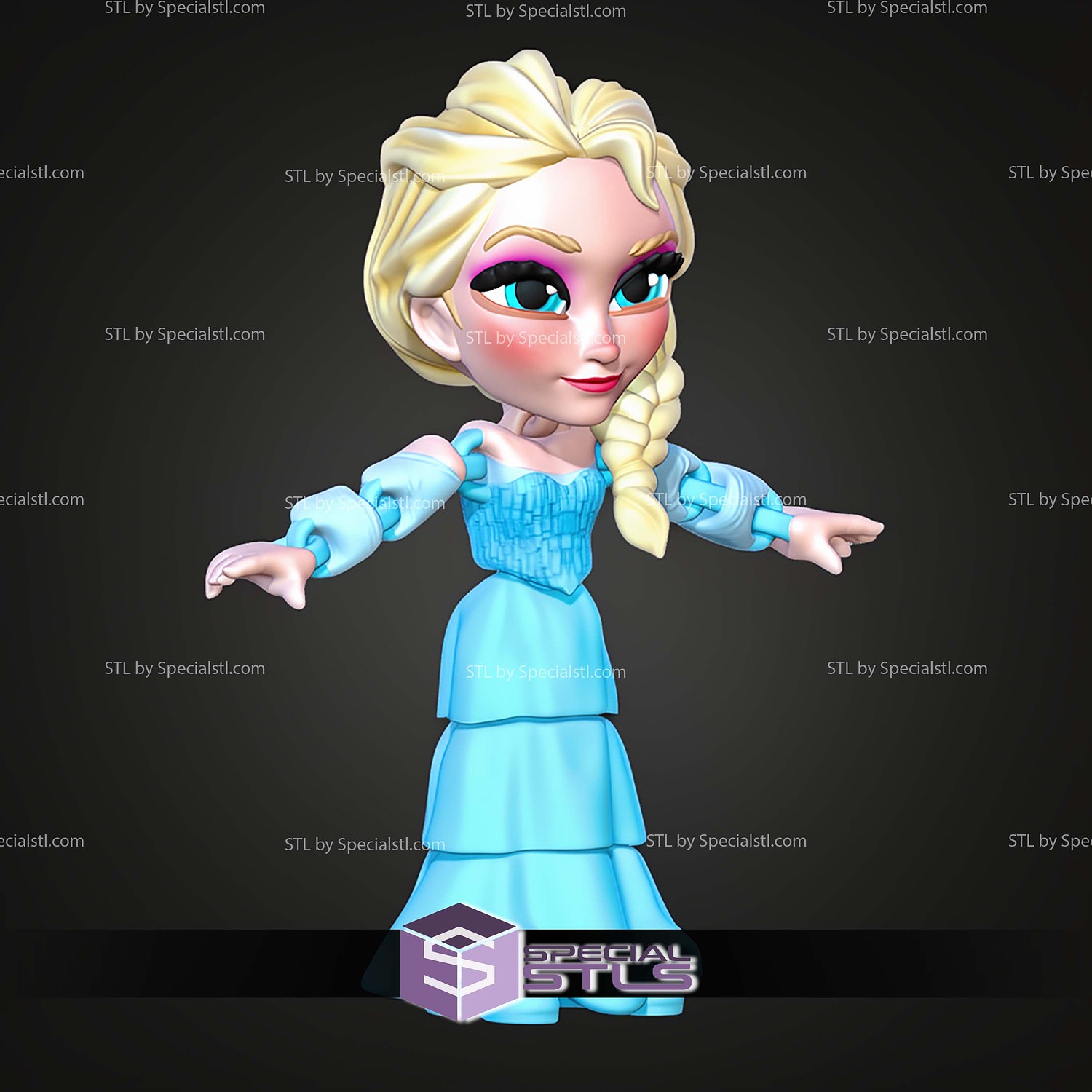 Super Basic STL Frozen Elsa MultiColor 3D Model — view 4