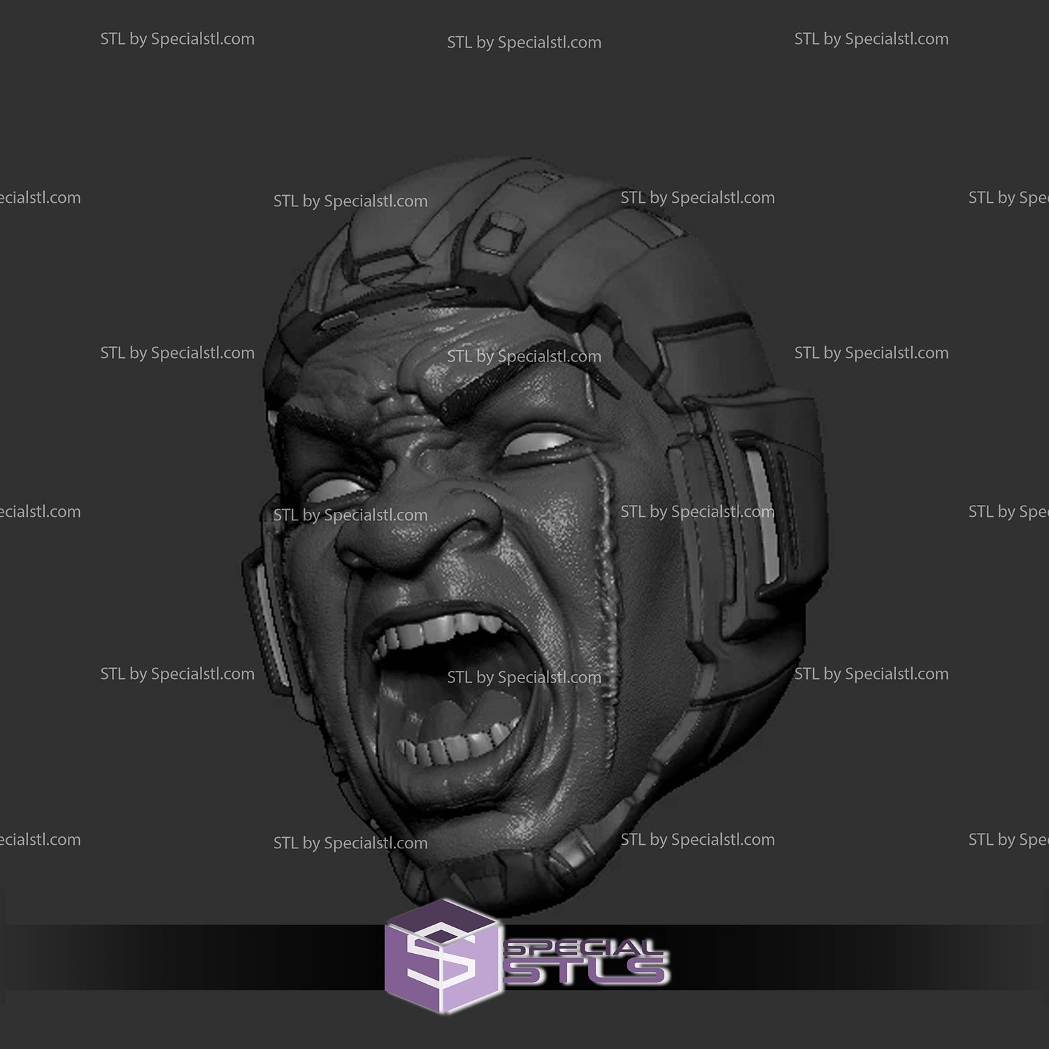 Custom Head STL Johnathan Majors Kang Helmet 3D Model — view 2