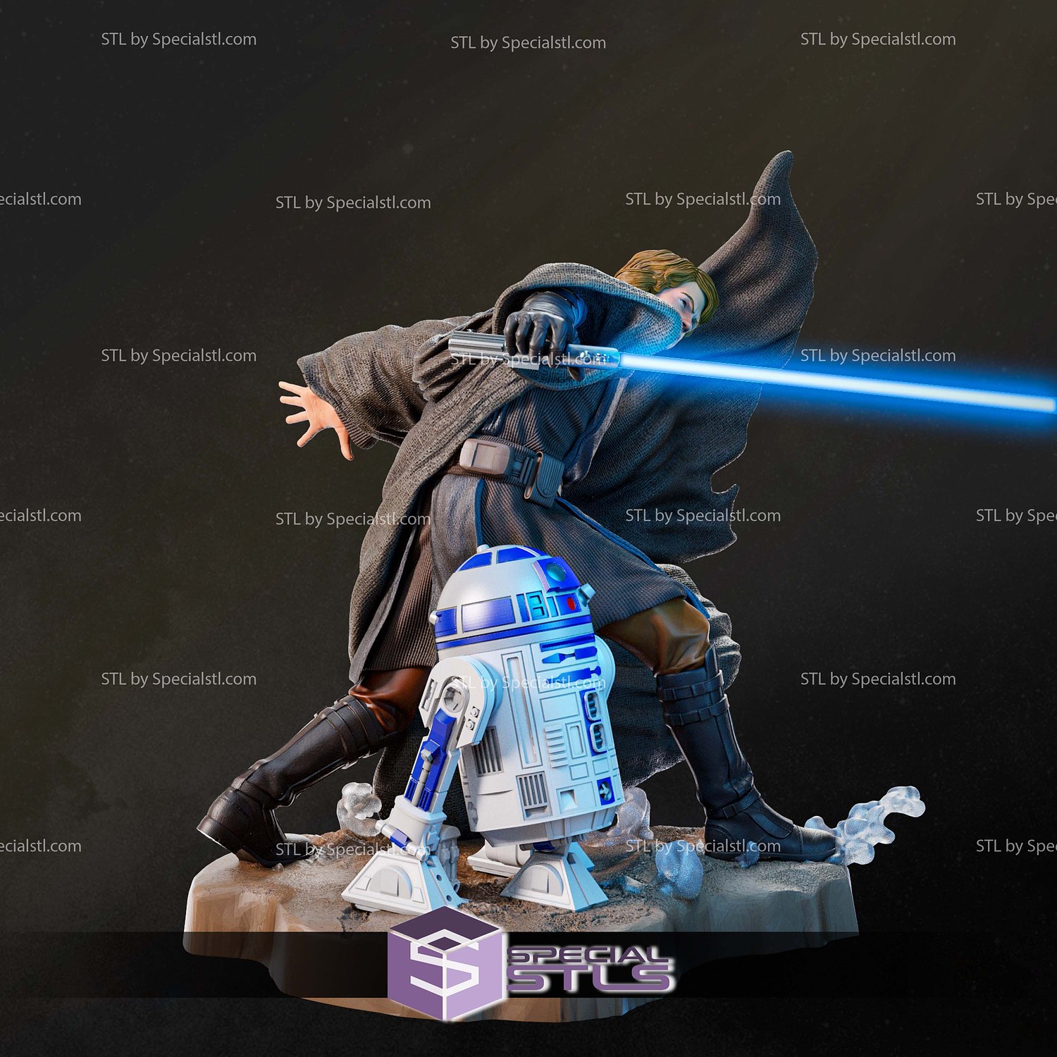 Anakin Skywalker and R2D2 217mm 3D Printer Files STL Model — view 3
