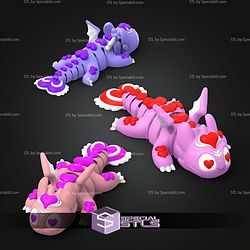 Super Basic STL Flexi Valentine Pink Dragon 3D Model