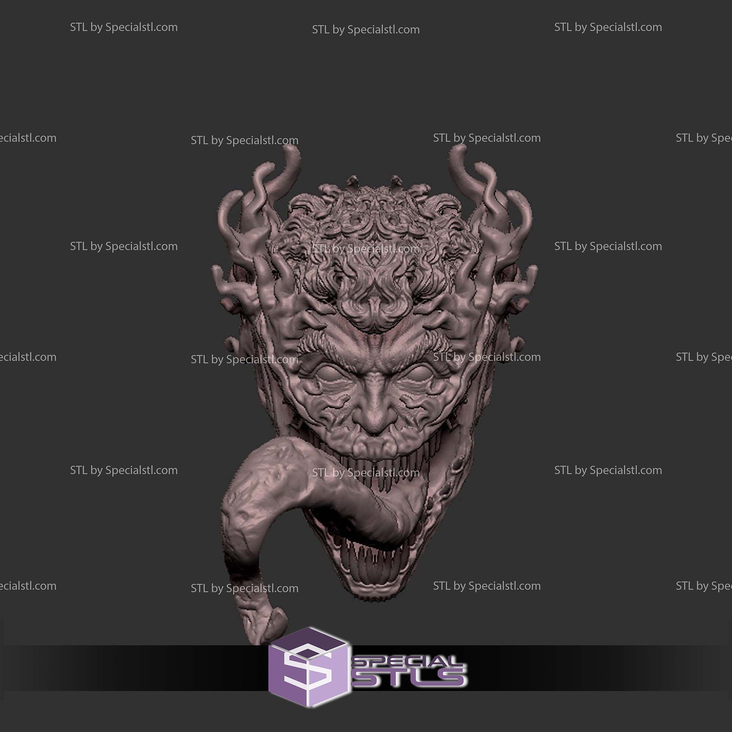 Custom Head STL Carnage Dual Face 3D Model — view 3