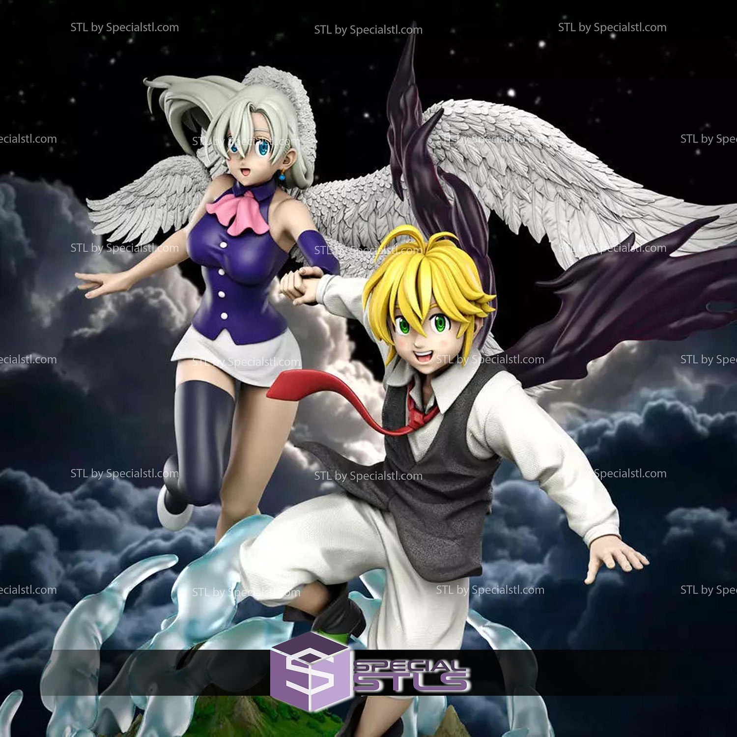 Meliodas and Elizabeth 200mm STL Files 3D Model — view 2