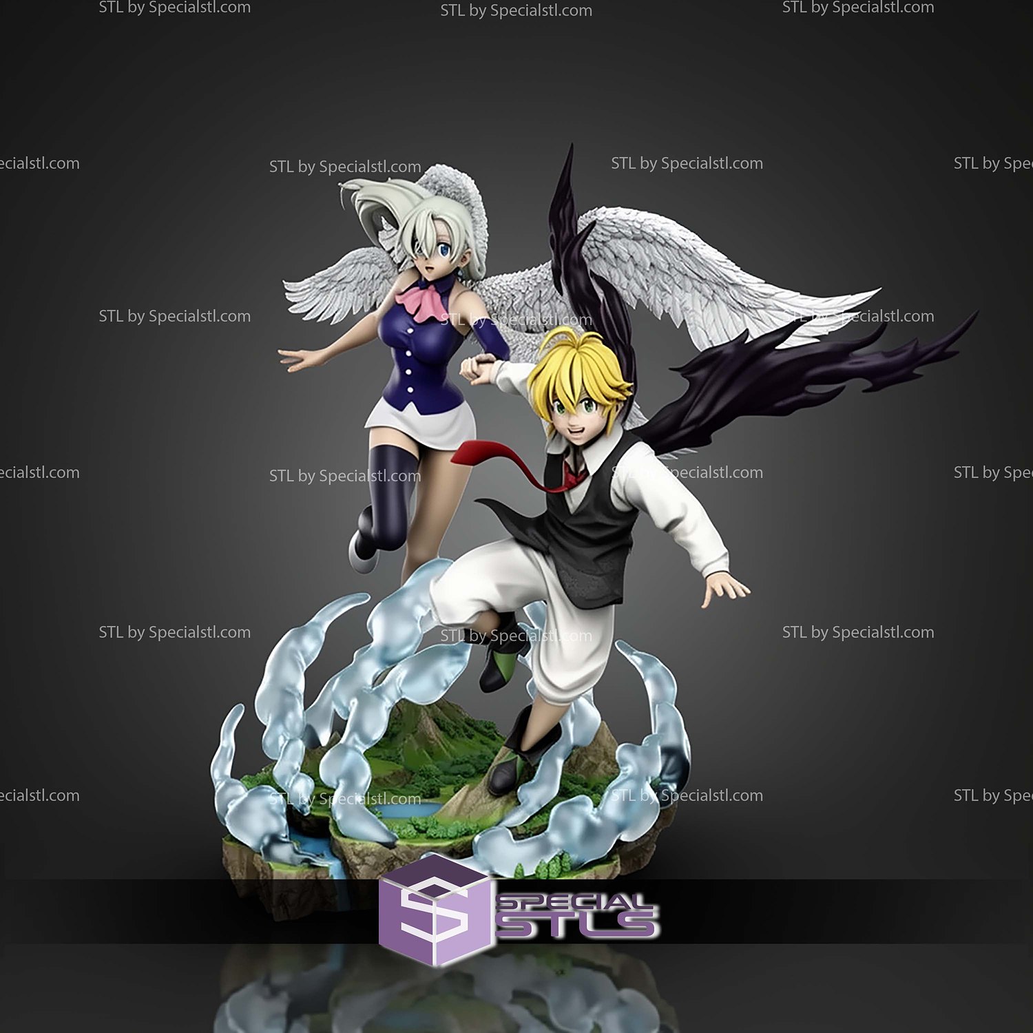 Meliodas and Elizabeth 200mm STL Files 3D Model — view 5