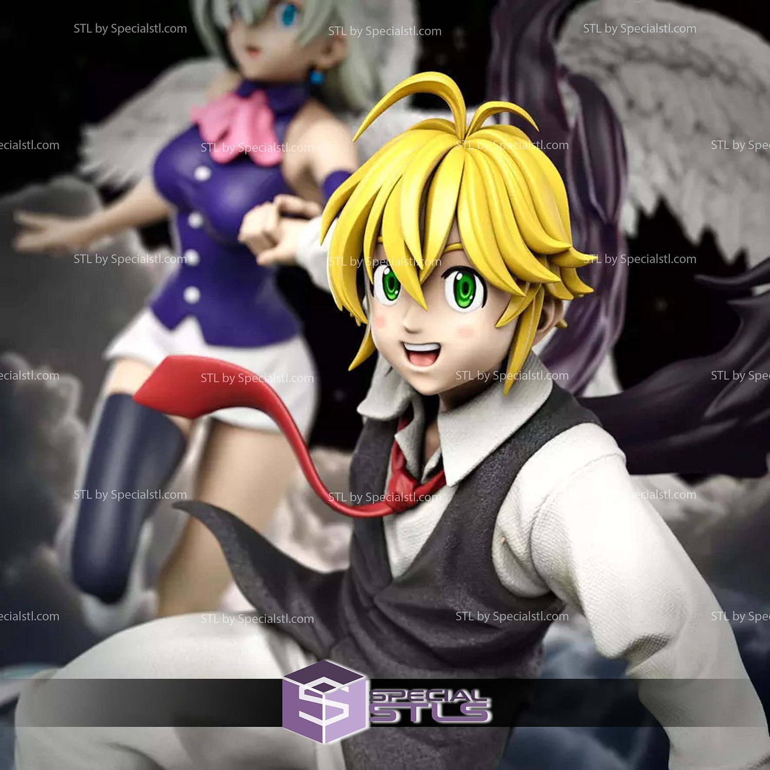 Meliodas and Elizabeth 200mm STL Files 3D Model — view 6