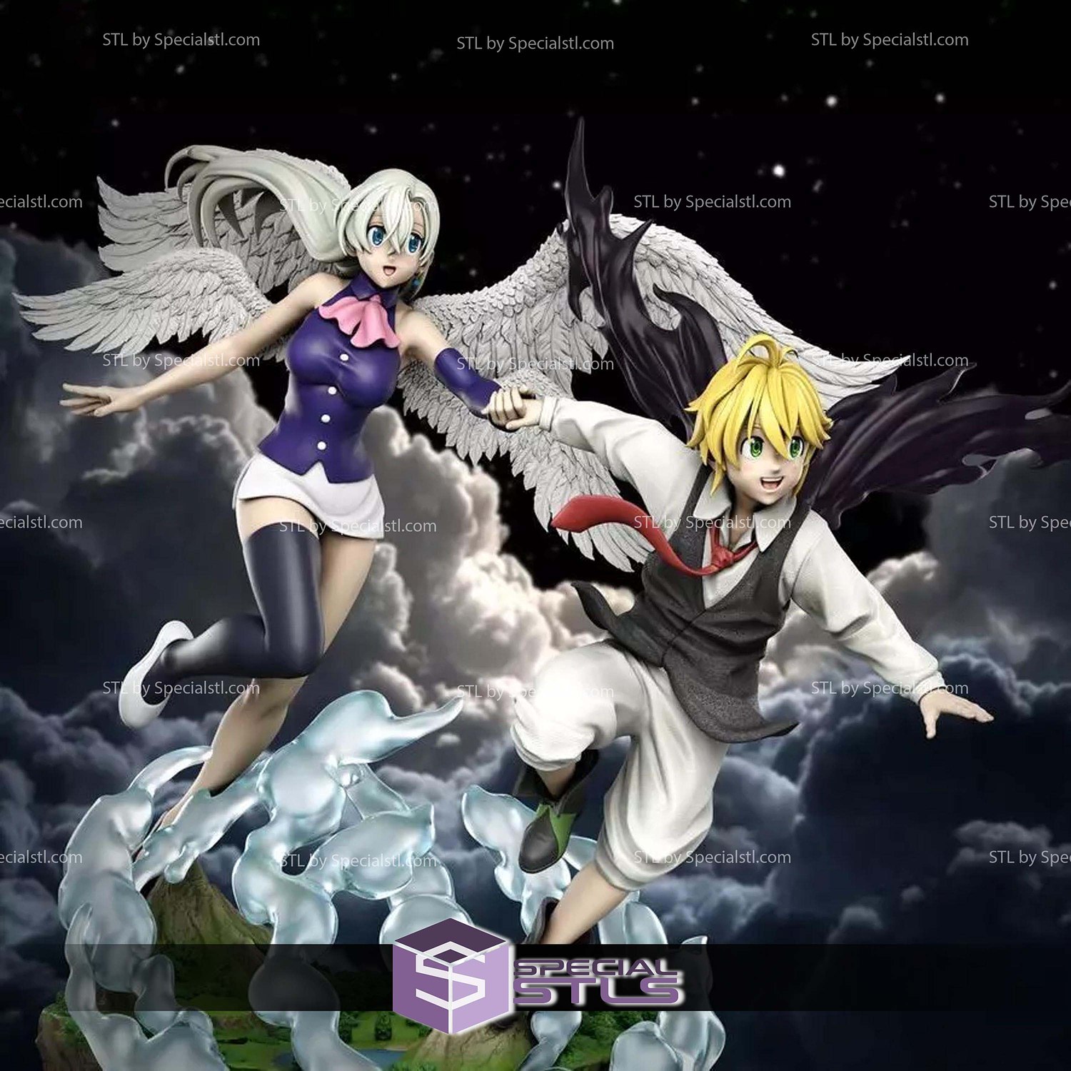Meliodas and Elizabeth 200mm STL Files 3D Model — view 7