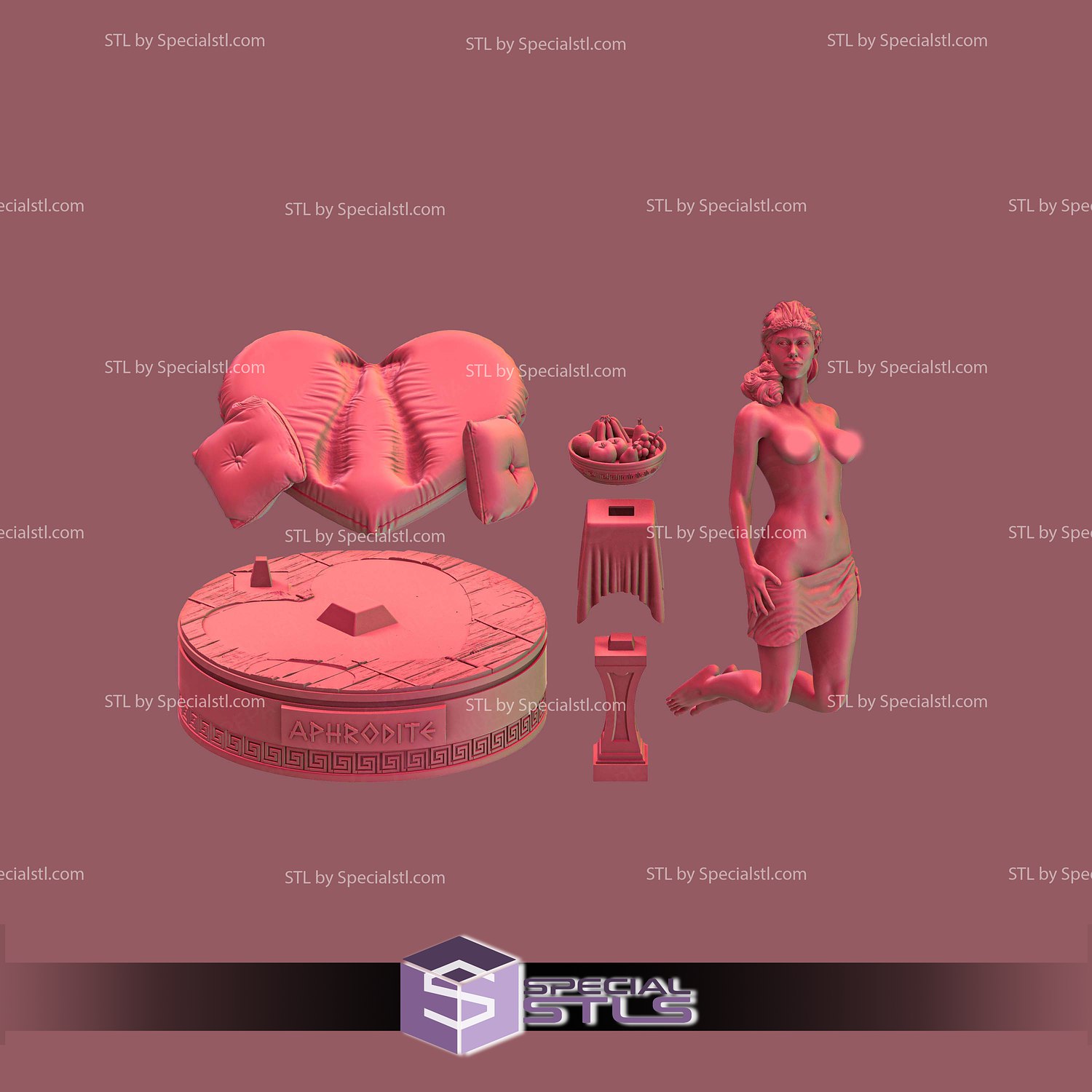 Aphrodite Goddess of beauty Geek Woman 3D Print Sculpture STL Model — view 4
