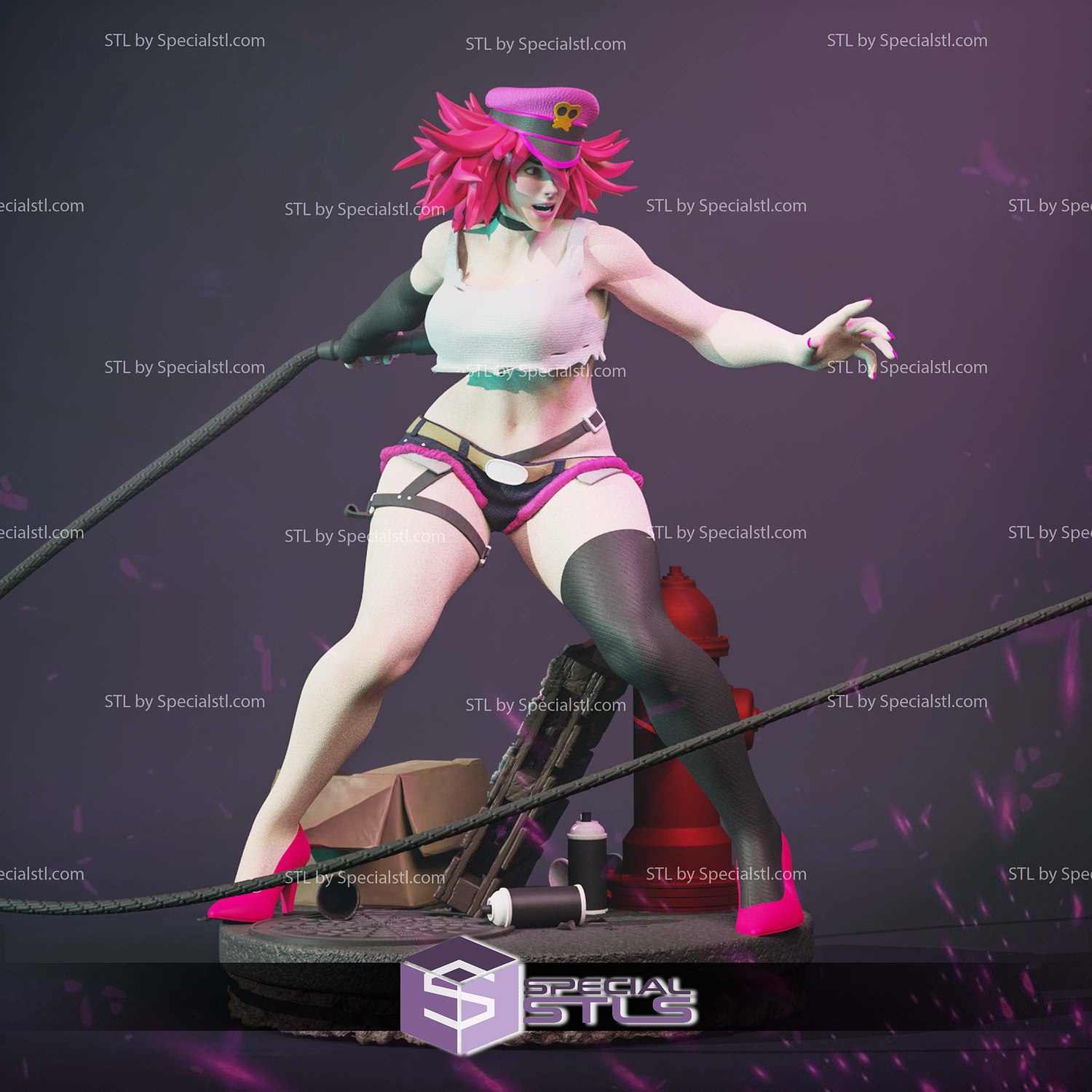 Poison Fire Police Street Fighter 3D Printer Files STL Model — view 2