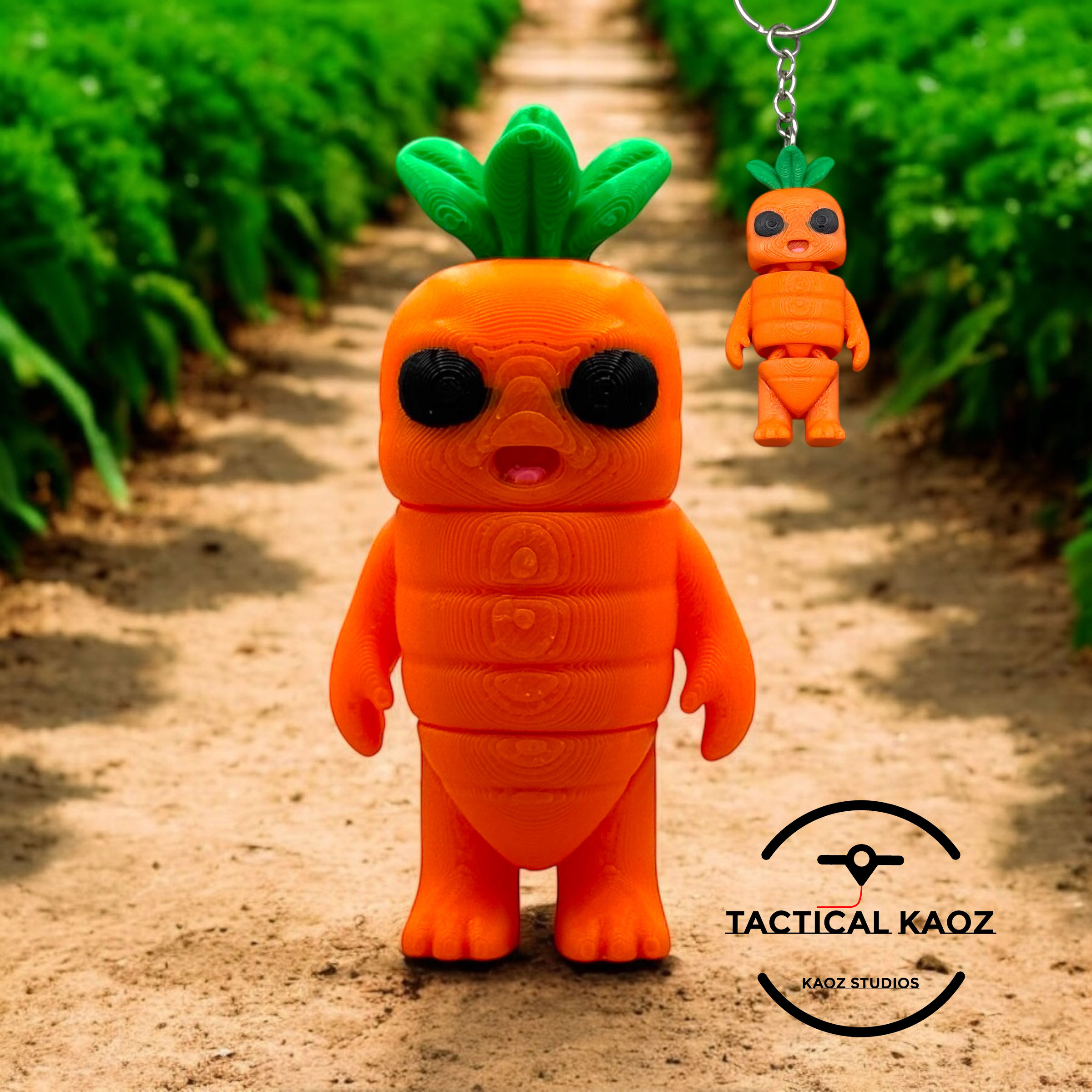 Flexy Carrot Dude + Keychain – No Supports! 3D STL Model — view 2