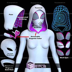Cosplay STL Files Gwen Stacy Shell and Hood Across the Spider Verse 3D Model