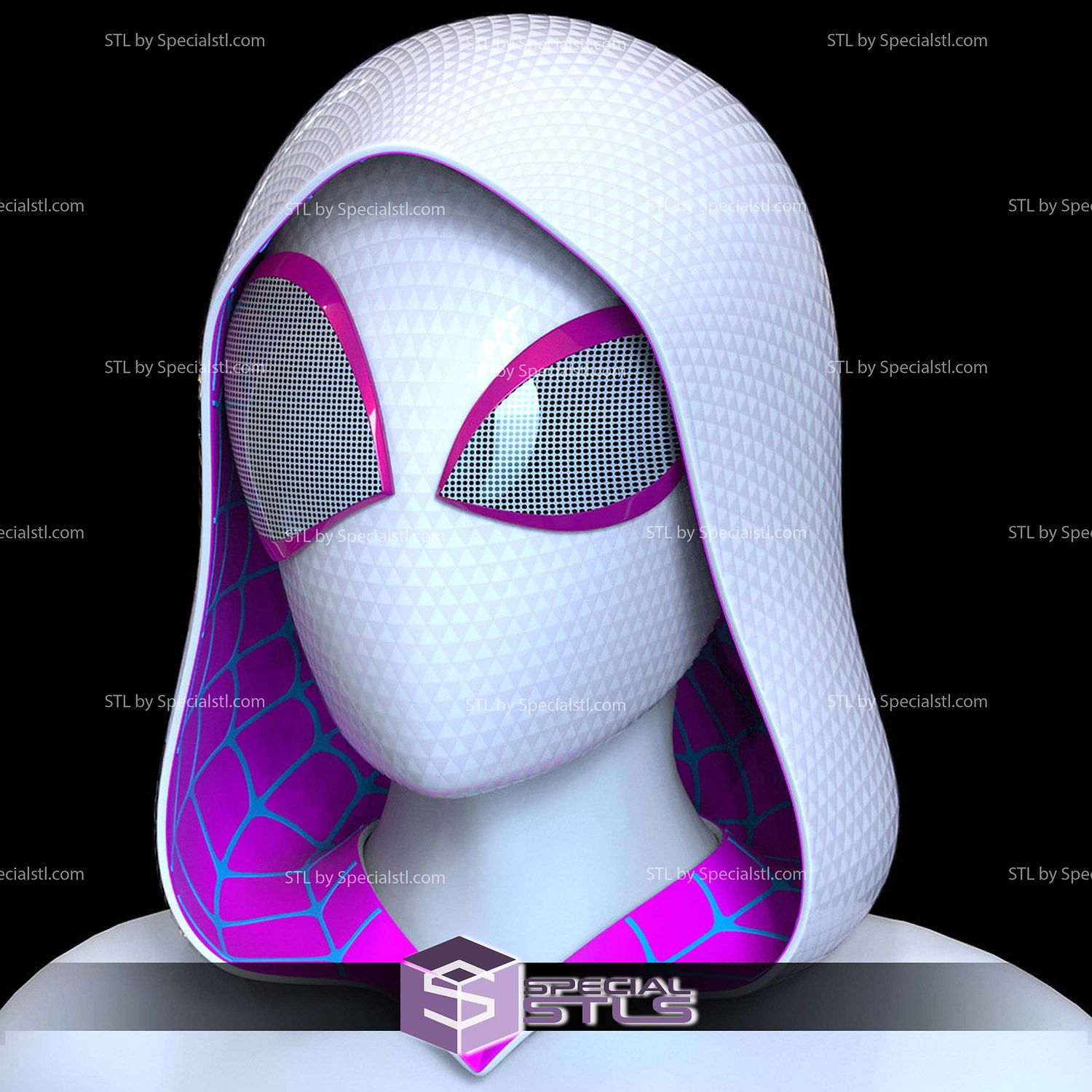 Cosplay STL Files Gwen Stacy Shell and Hood Across the Spider Verse 3D Model — view 3