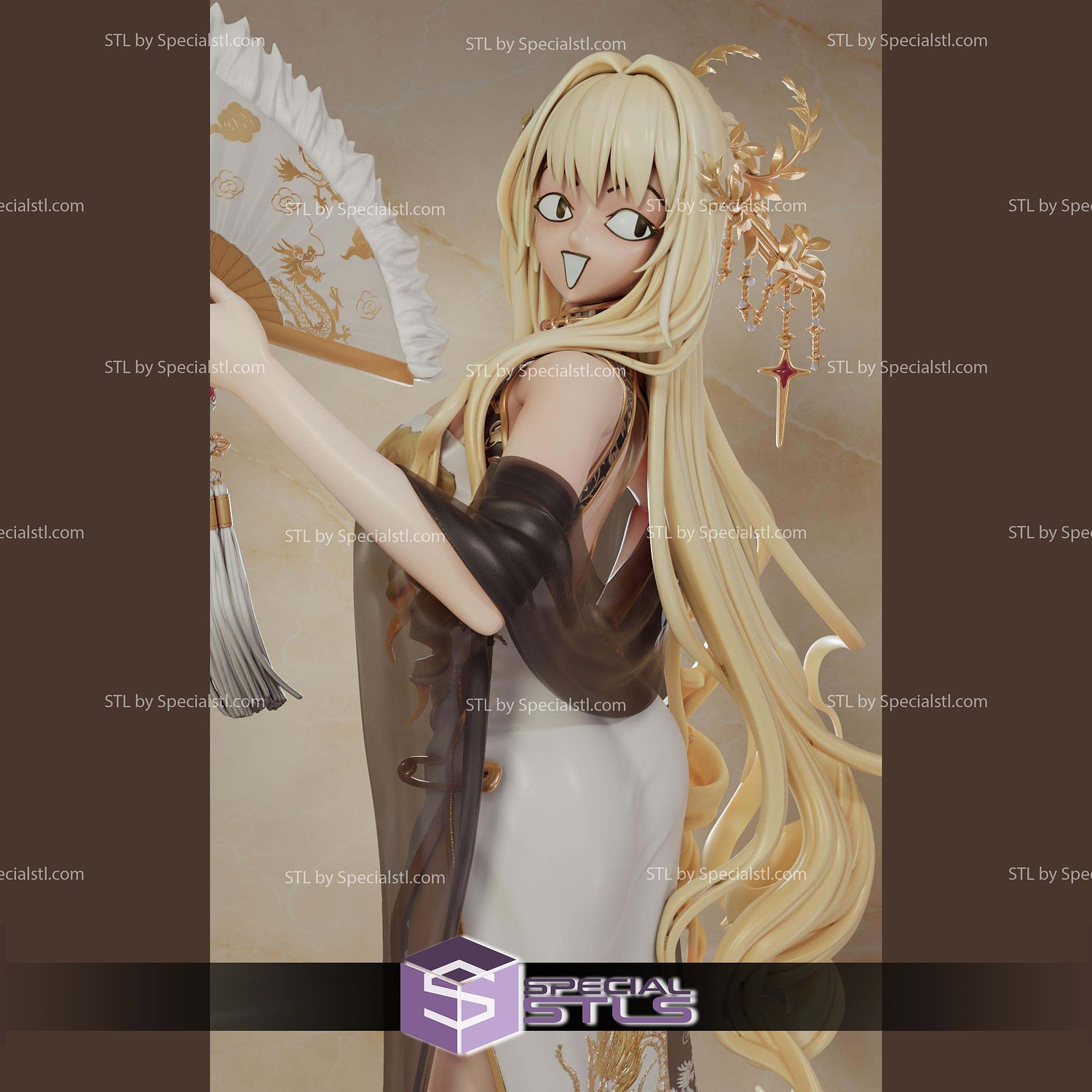 Nikke Crown Glorious Flower 250mm STL Files 3D Model — view 3