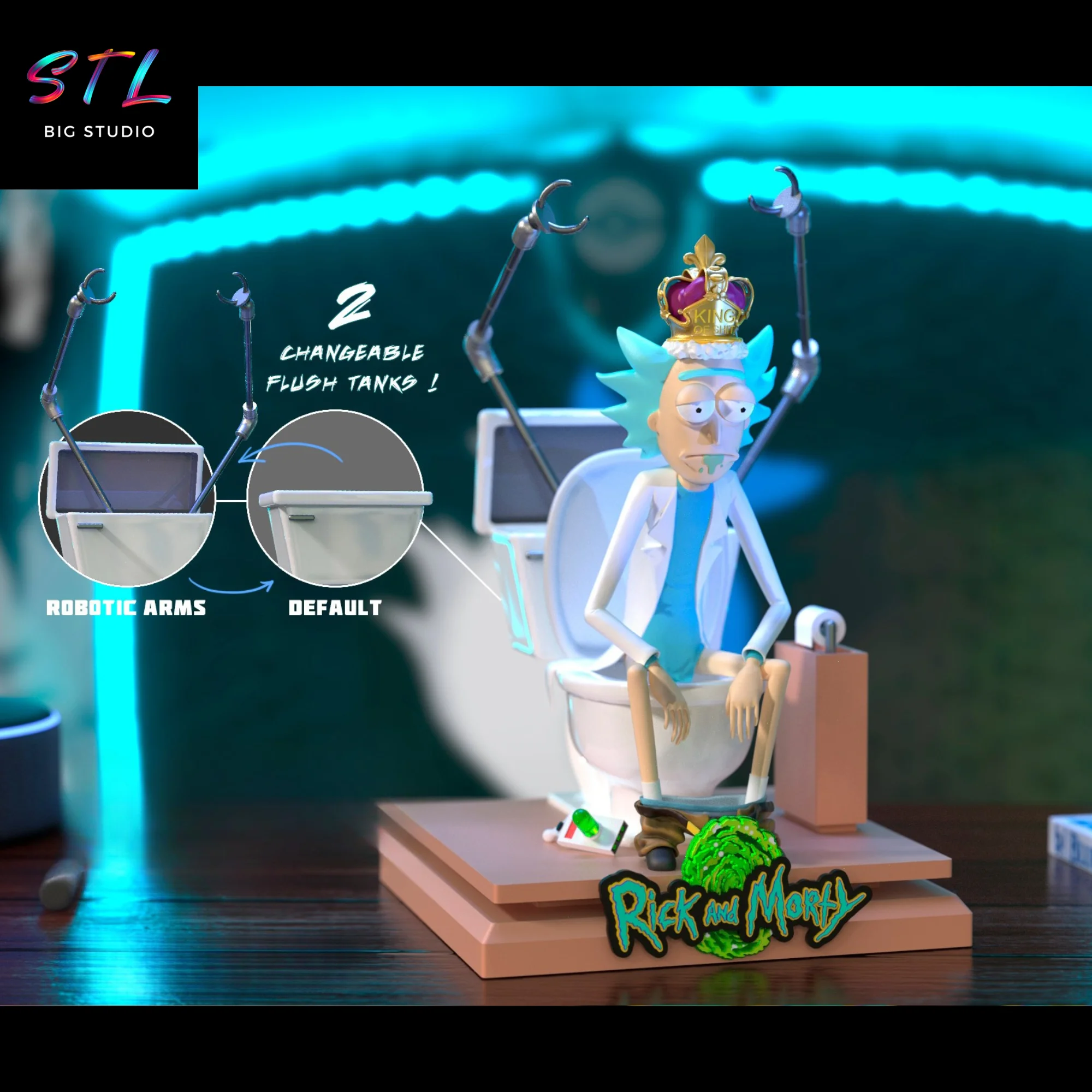 Rick King of Shit STL | Rick and Morty | 3D Printable Figure Model — view 2