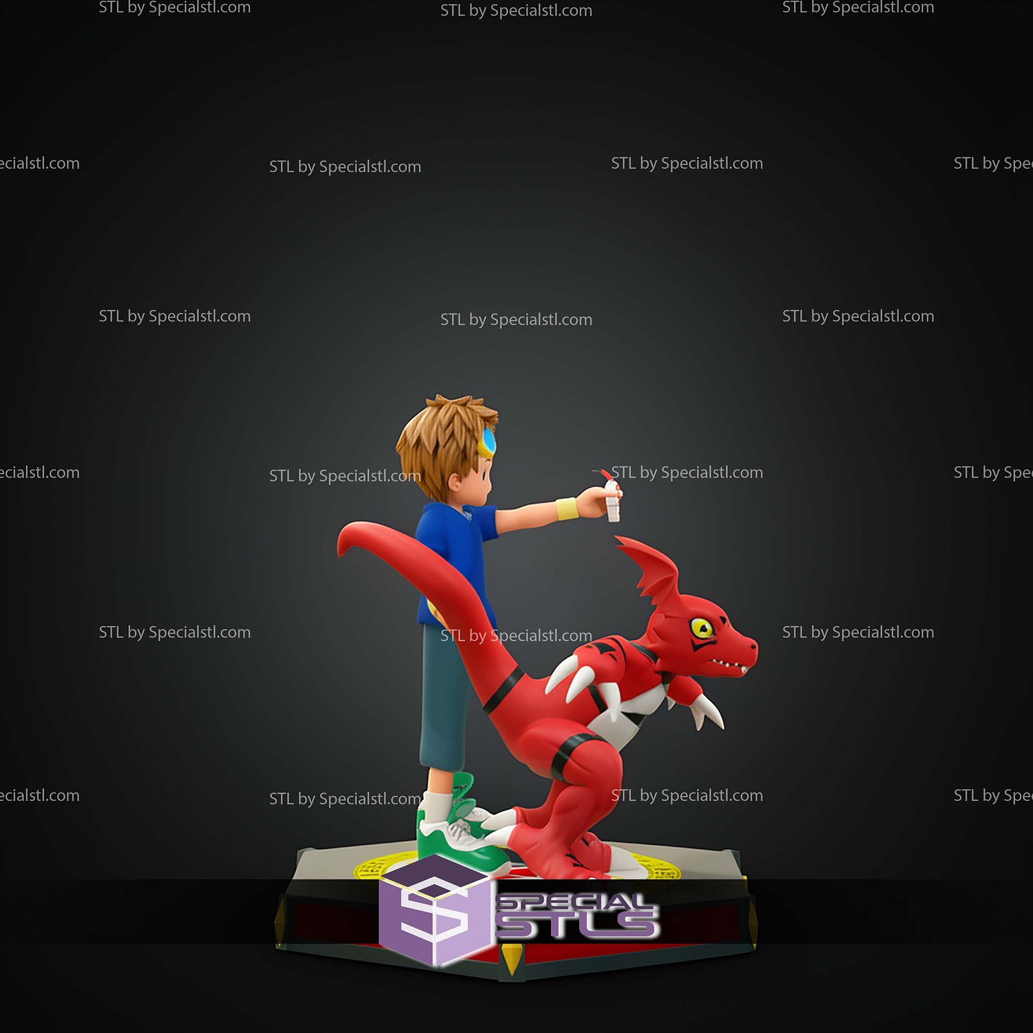 Takato and Guilmon V2 STL Files 3D Model — view 3