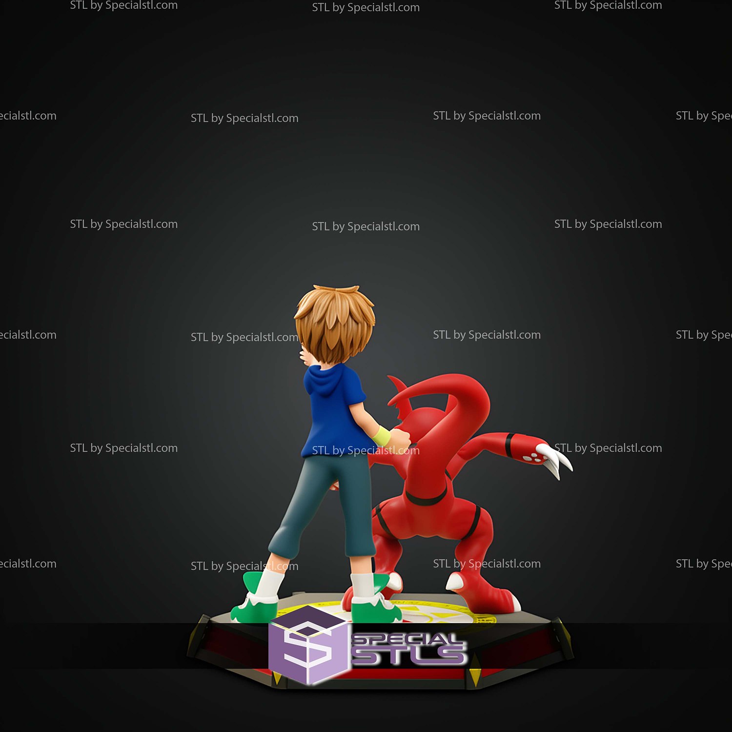 Takato and Guilmon V2 STL Files 3D Model — view 4