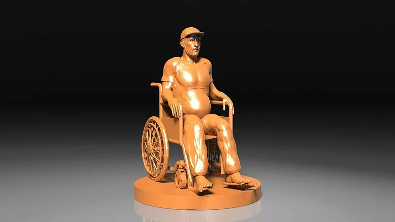 Man in Wheelchair 3D OBJ Model