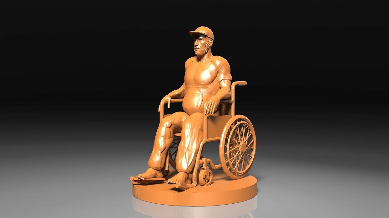 Man in Wheelchair 3D OBJ Model — view 2