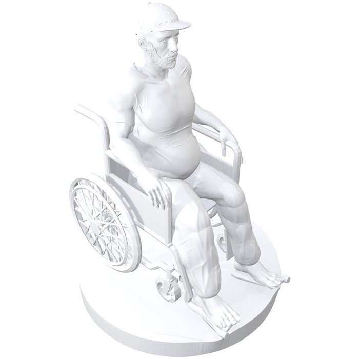 Man in Wheelchair 3D OBJ Model — view 5