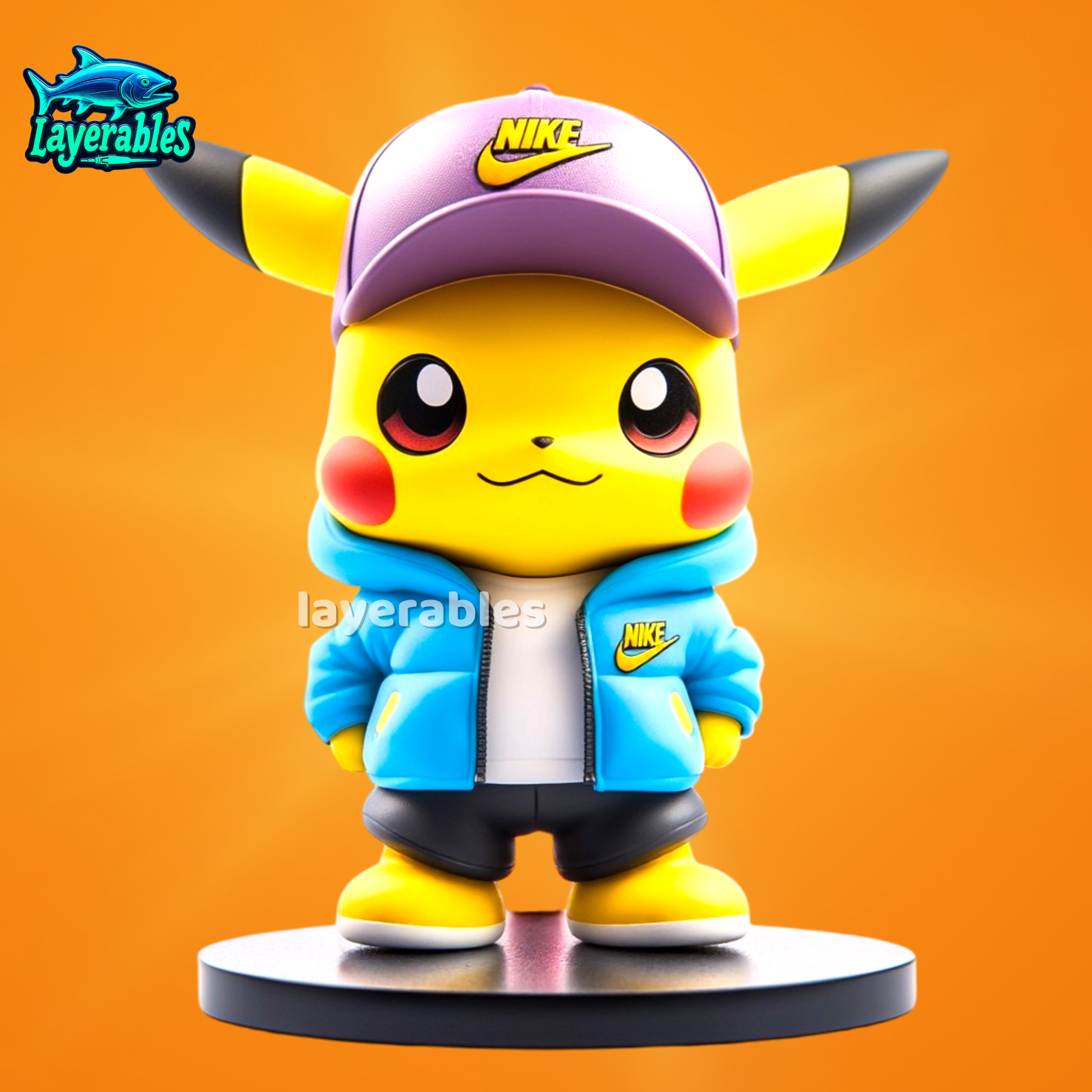 Chibi Pikachu STL – Streetwear Pokémon 3D Print – Hoodie Fan Art Figure with Urban Base Model
