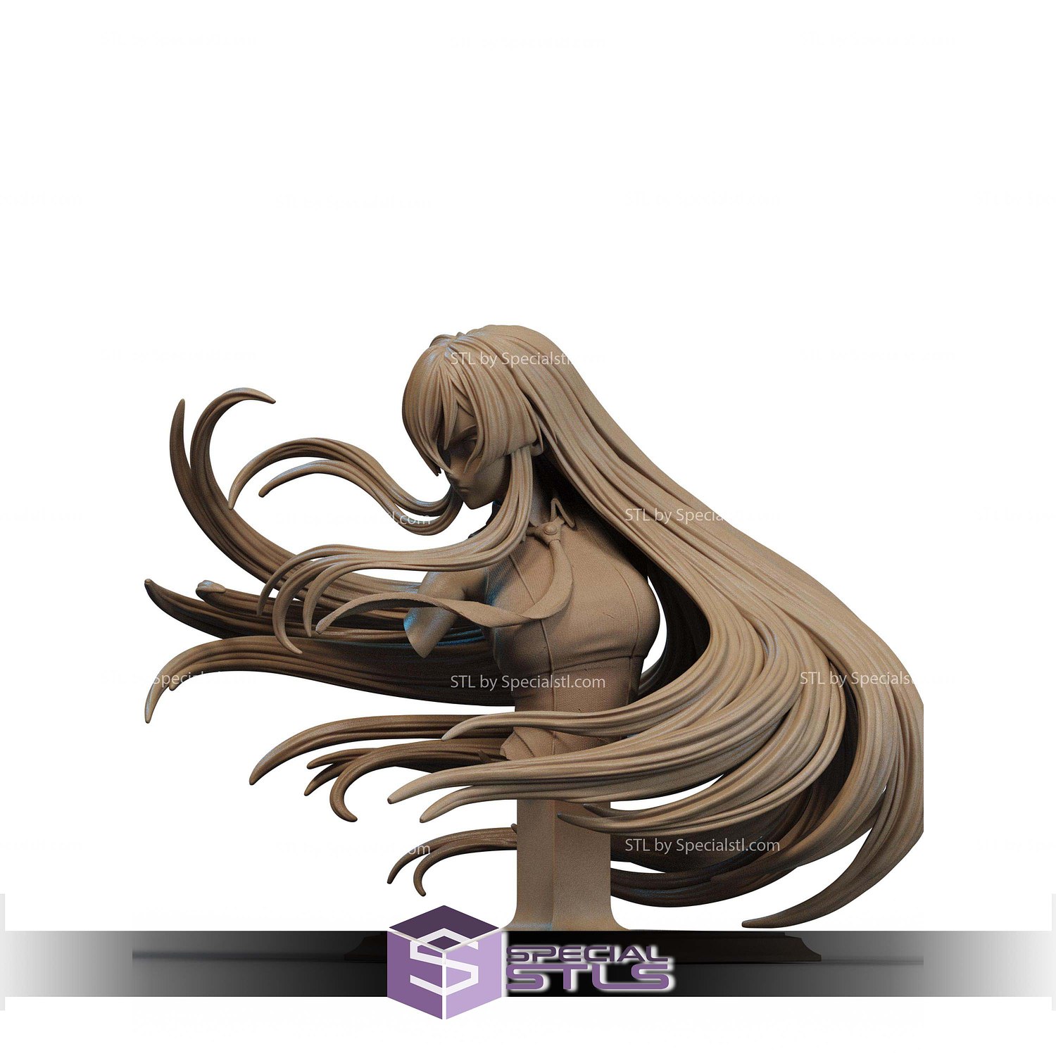 Akame Akame Ga Kill Red Bust STL Files 3D Model — view 2