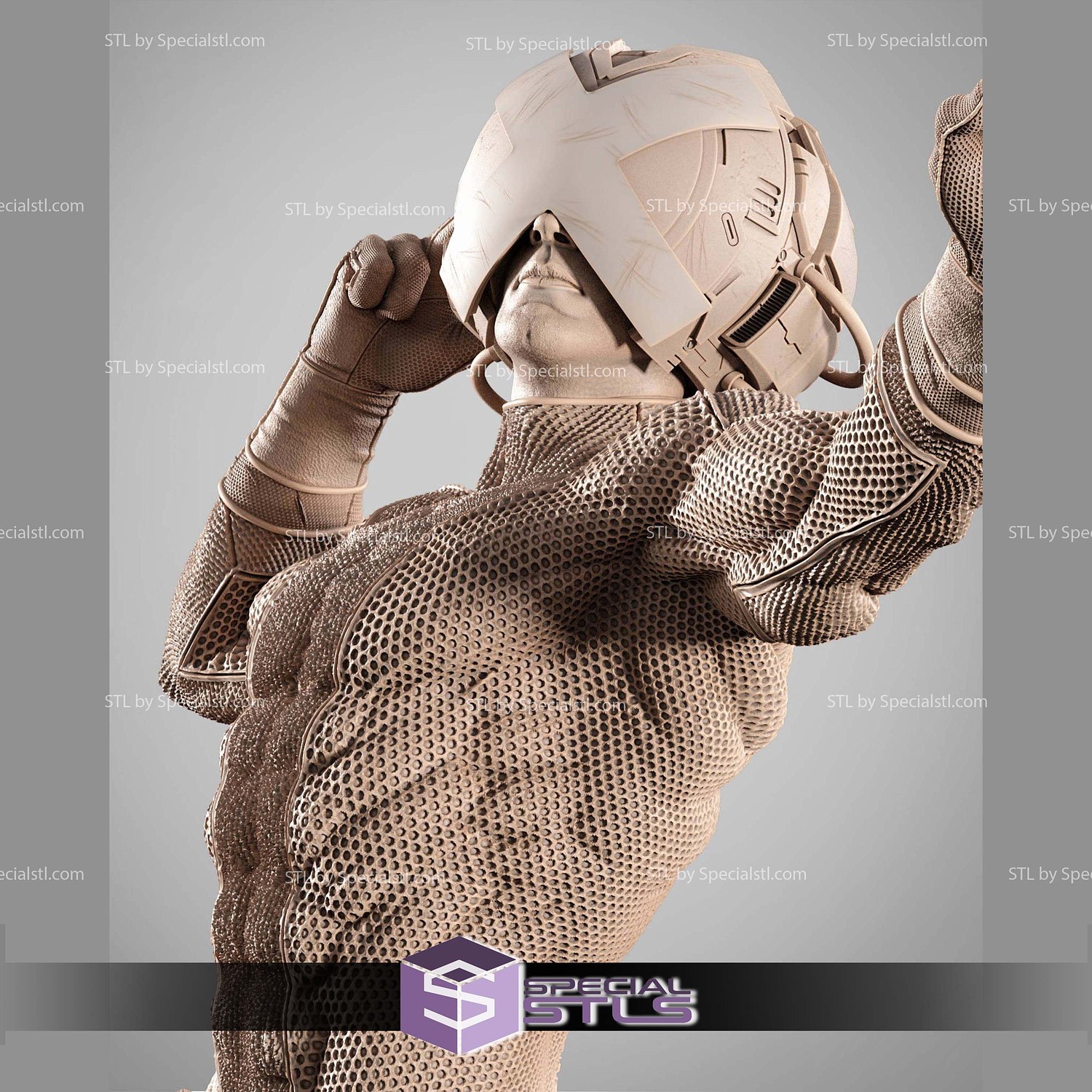 Professor X in Helmet 3D Printer Files STL Model — view 4