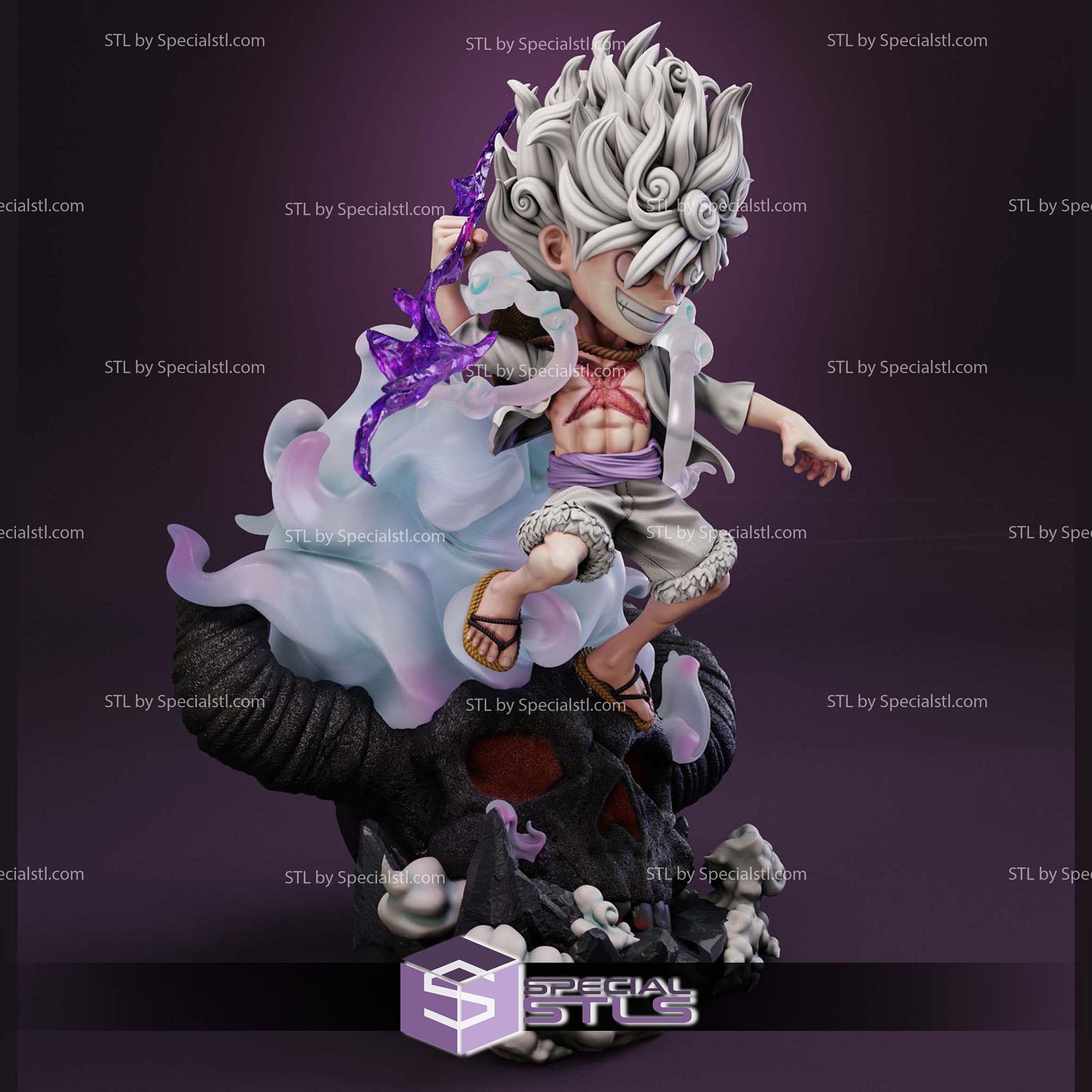 Luffy Cloud Thunder Chibi 3D Printer Files STL Model — view 4