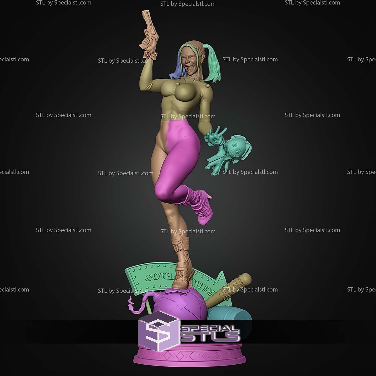 Harley Quinn Comics Version 394mm STL Files 3D Model — view 3