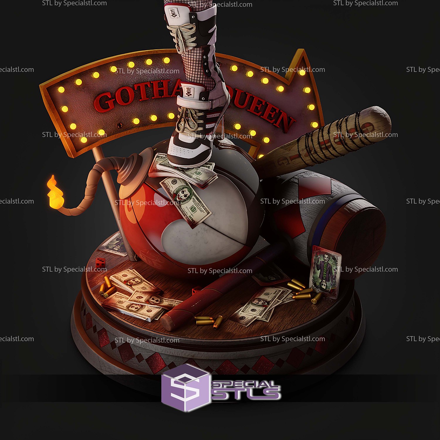 Harley Quinn Comics Version 394mm STL Files 3D Model — view 5