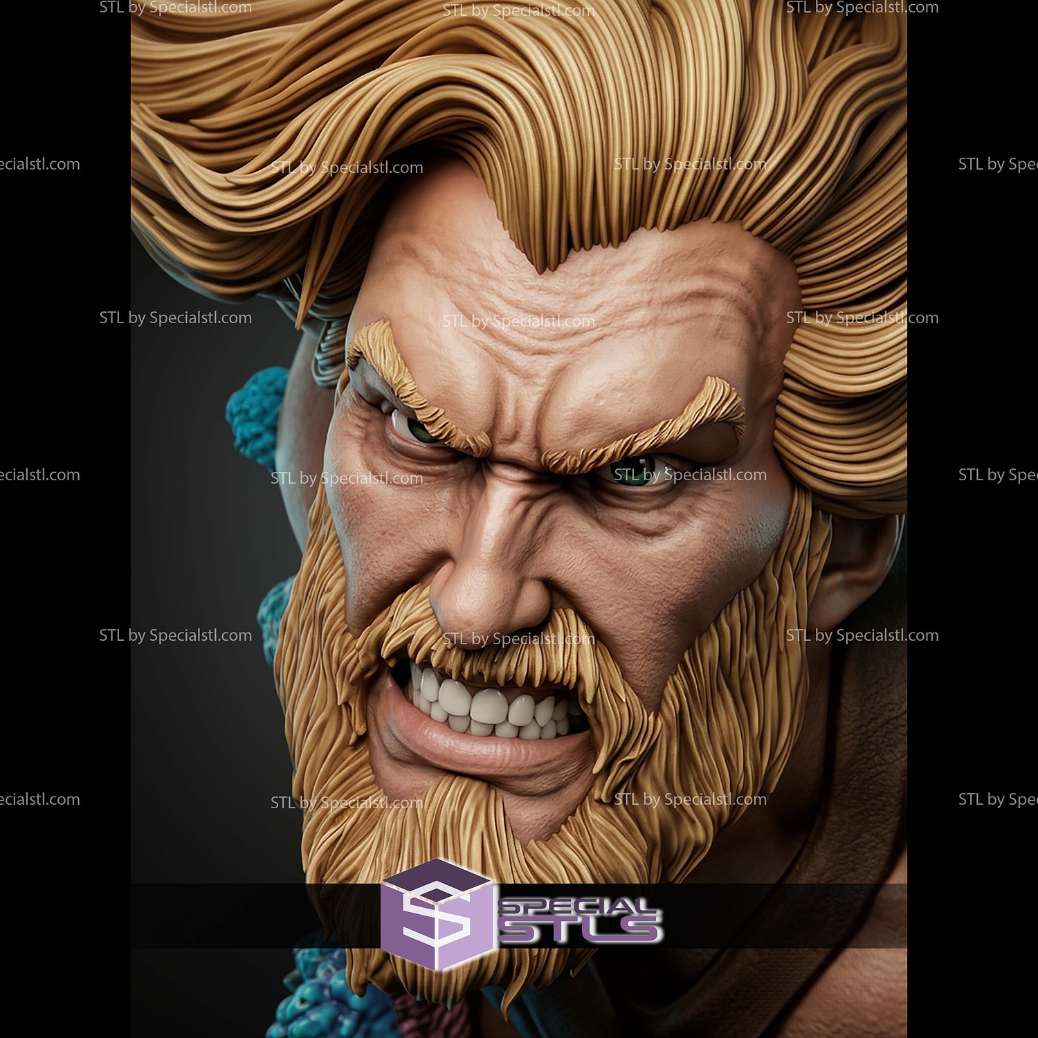 Aquaman Portrait Bust 344mm STL Files 3D Model — view 4