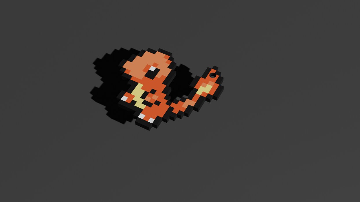 Charmander - Low Poly Voxel 3D Model BLEND Model — view 4