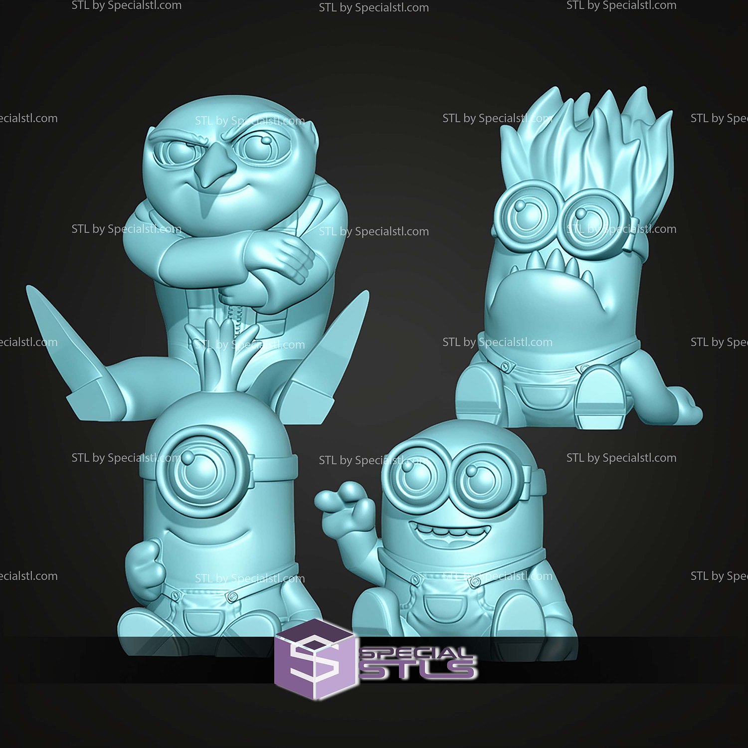 Super Basic STL Despicable Me Minion Bob MultiColor 3D Model — view 2