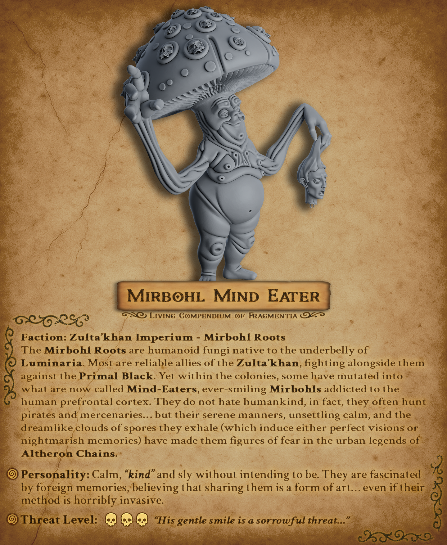 Mirbohl Mind Eater - DnD Miniature for 5e RPG and Tabletop Wargames inspired 3D STL Model — view 3