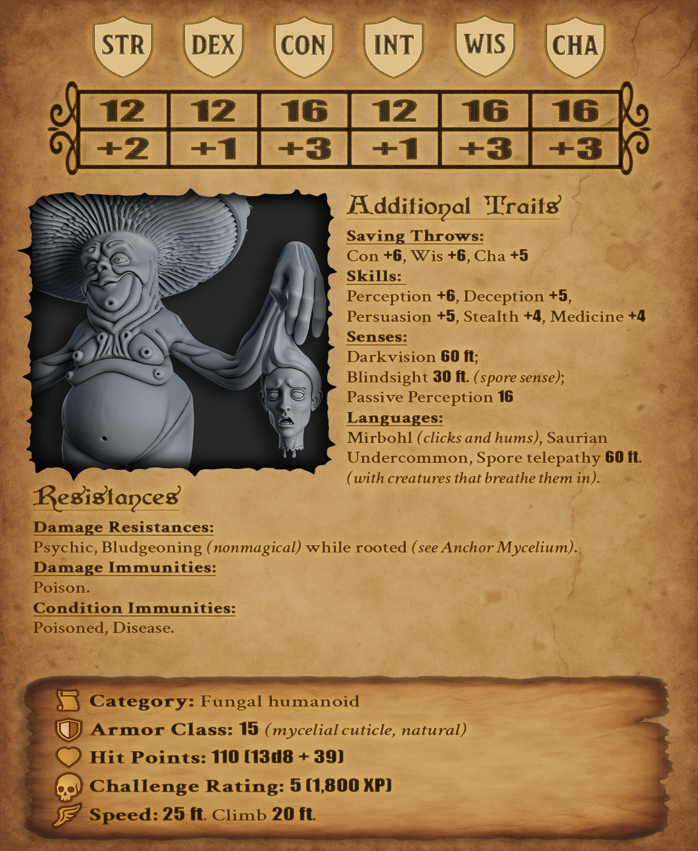 Mirbohl Mind Eater - DnD Miniature for 5e RPG and Tabletop Wargames inspired 3D STL Model — view 4