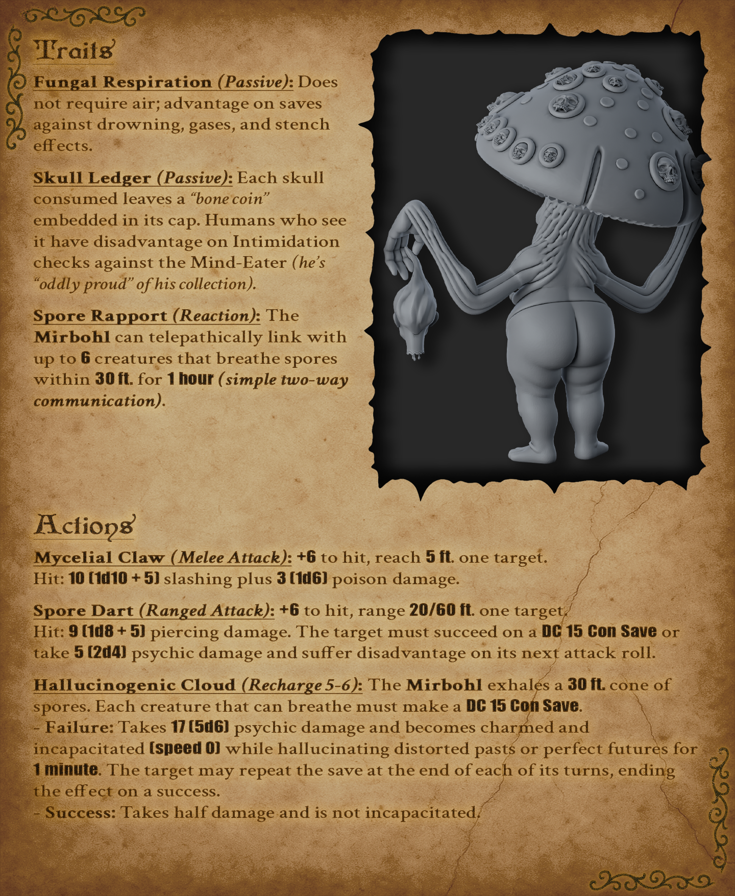 Mirbohl Mind Eater - DnD Miniature for 5e RPG and Tabletop Wargames inspired 3D STL Model — view 5