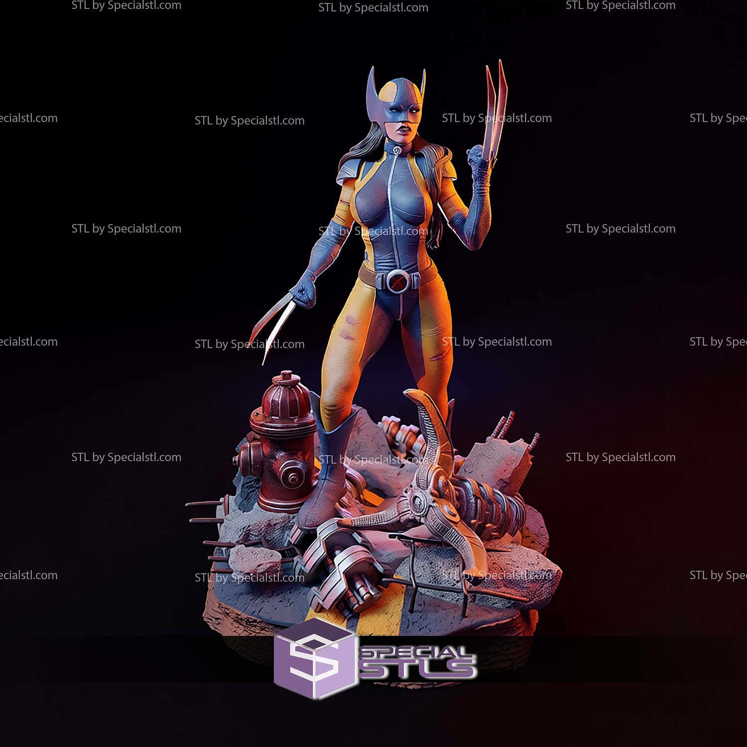 X-23 Combat Pose STL Files 3D Model — view 8