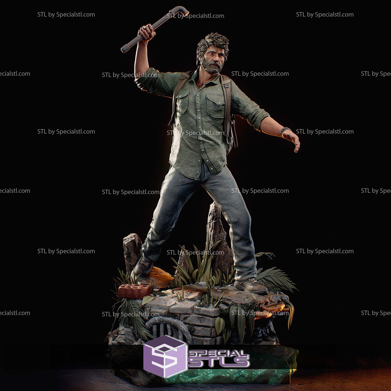 Joel The Last of Us Fighting Scene 3D Printer Files STL Model — view 2