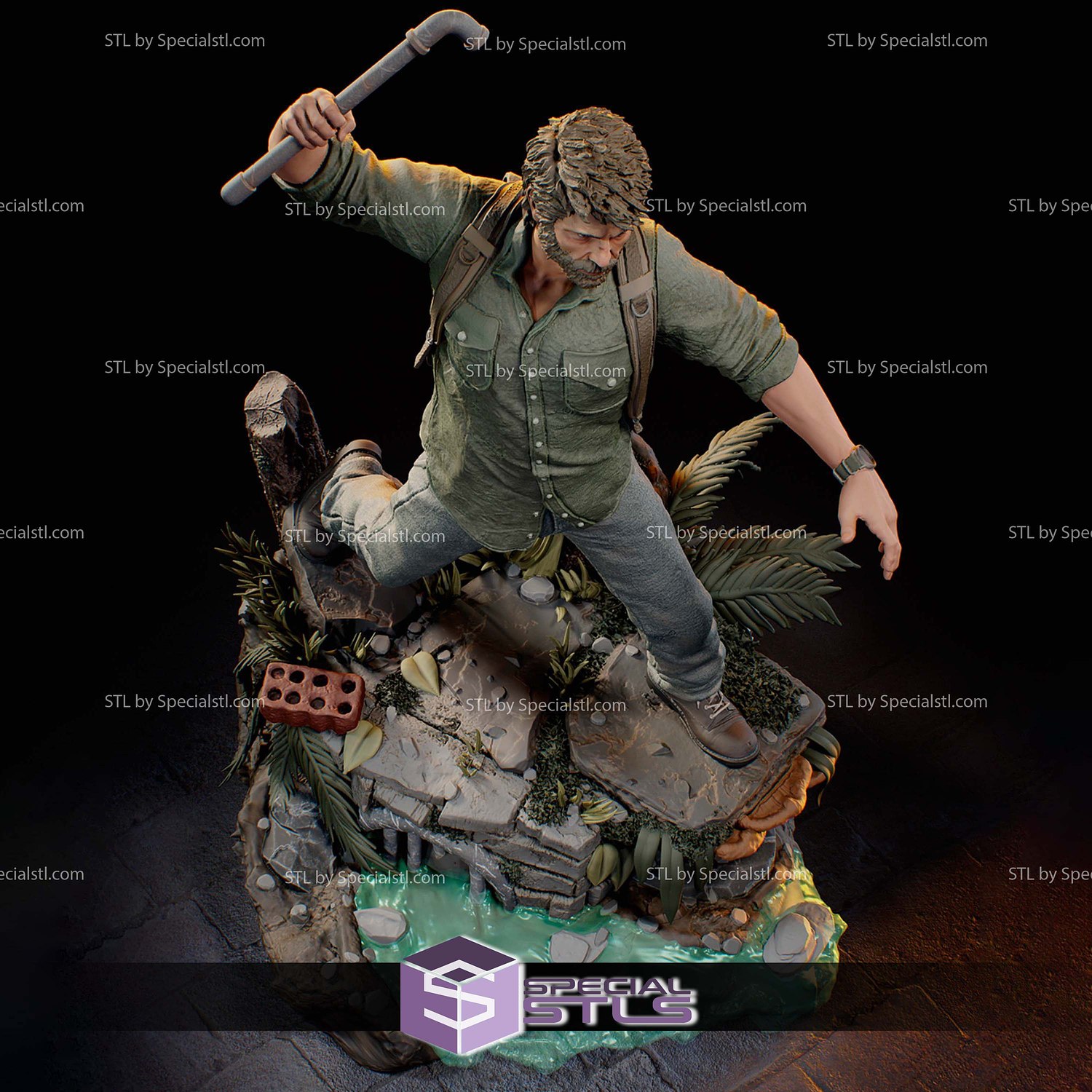 Joel The Last of Us Fighting Scene 3D Printer Files STL Model — view 4