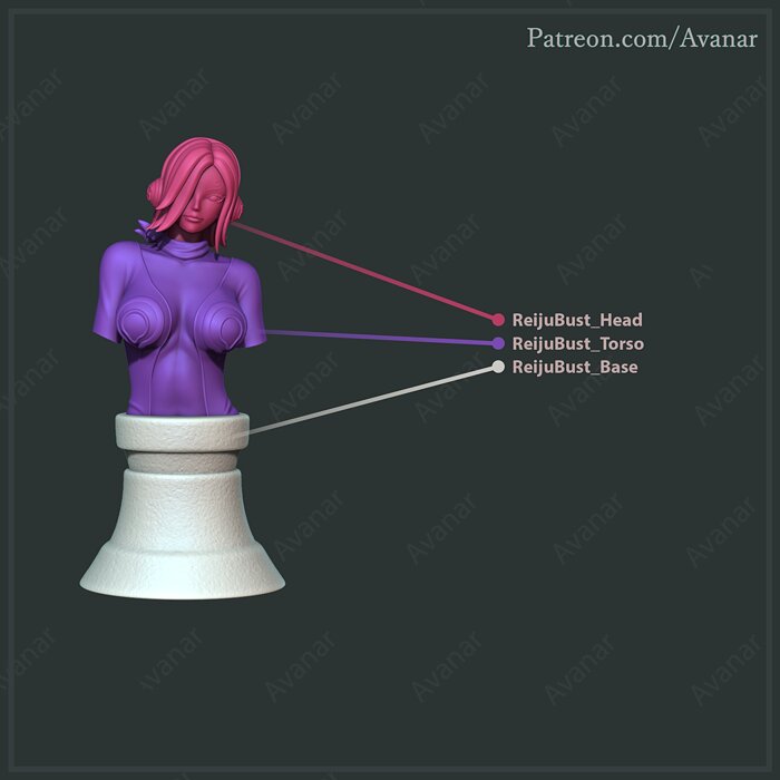 Reiju Vinsmoke Bust 3D STL Model — view 4