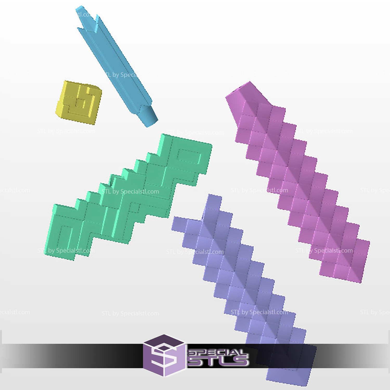 Cosplay STL Files Sword Minecraft Movie 3D Model — view 3