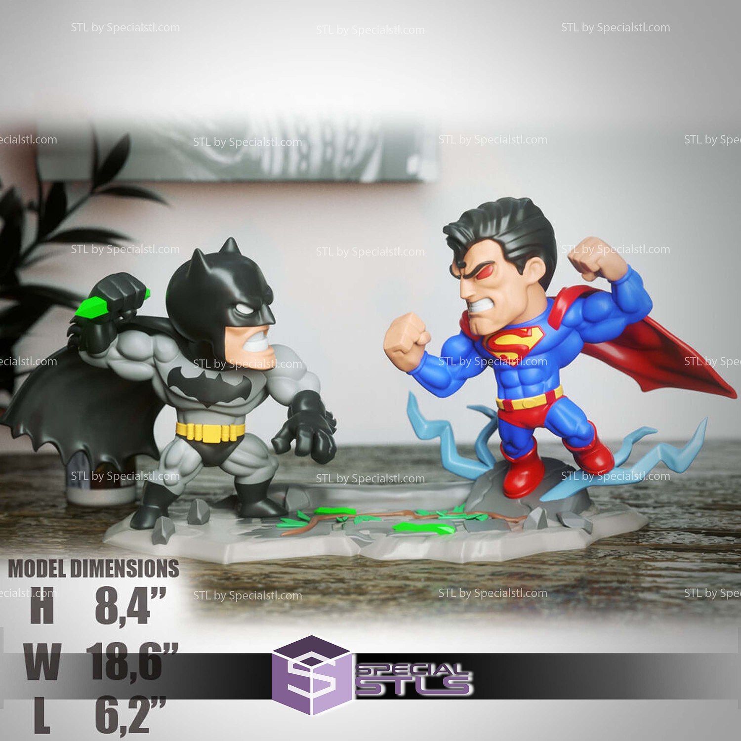 Chibi STL Collection Batman vs Superman 3D Model — view 3
