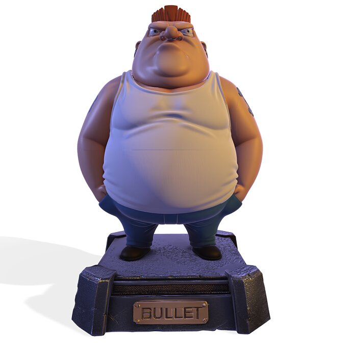 Stylized Heavy-Set Cartoon PBR Character Figurine 3D MP4 Model — view 2