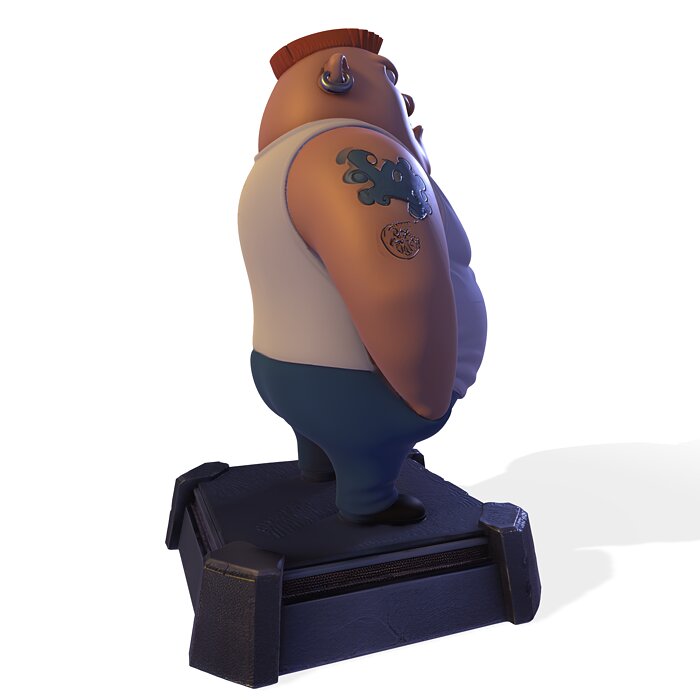 Stylized Heavy-Set Cartoon PBR Character Figurine 3D MP4 Model — view 5