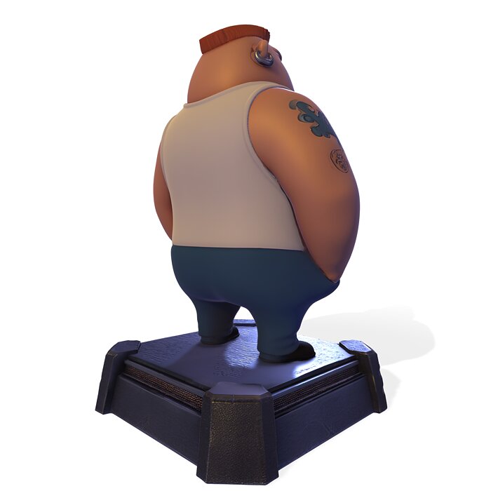 Stylized Heavy-Set Cartoon PBR Character Figurine 3D MP4 Model — view 6